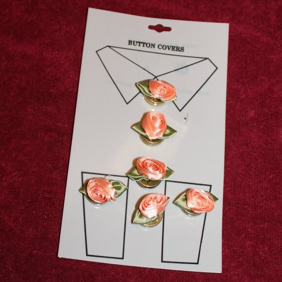 Vintage Peach Ribbon Button Covers - 6 piece - Picture 1 of 2